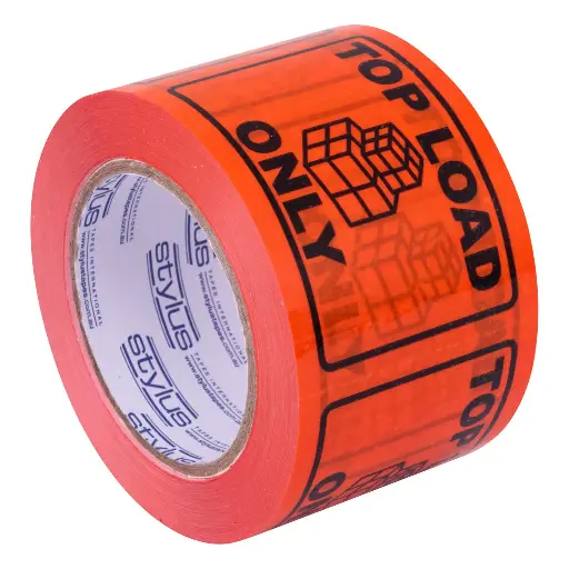 [5001] Label Tape Top Load 75mm x 50m PVC Black/Orange