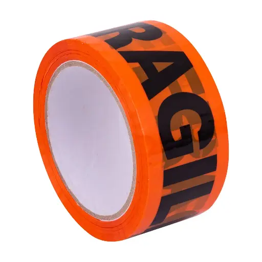 [3051] Printed Fragile Black/Orange 48mm x 66m 