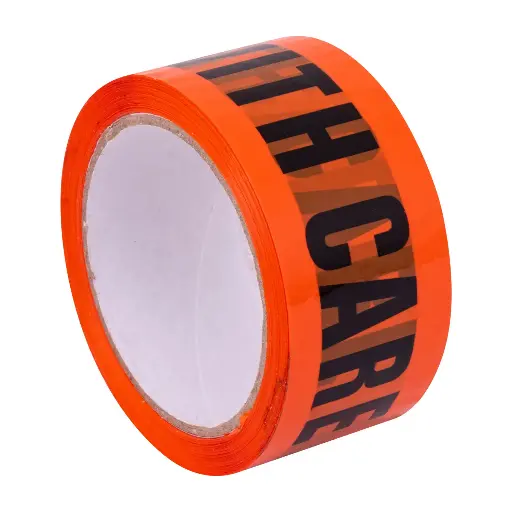 [3053] Printed Handle With Care Black/Orange 48mm x 66m 